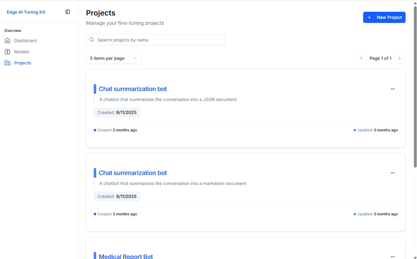 Create project for your AI task
