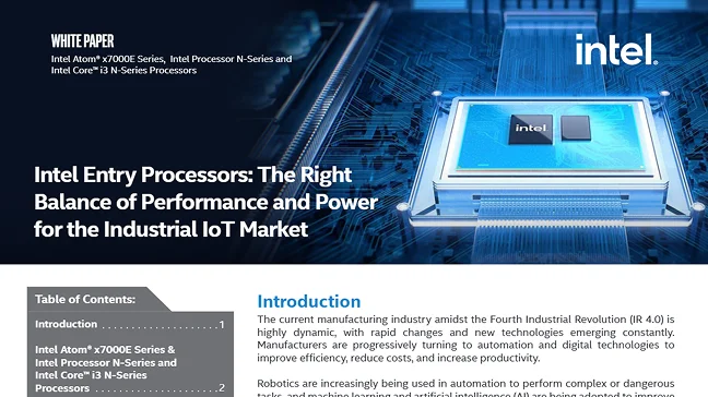 Intel Entry Processors: The Right Balance of Performance and Power for the Industrial IoT Market